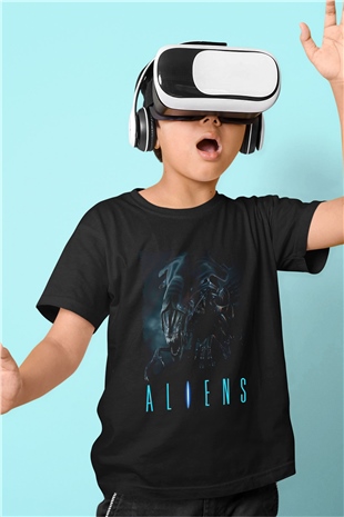 Alien Siyah Unisex Çocuk Tişört