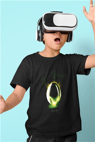 Alien Siyah Unisex  Çocuk Tişört