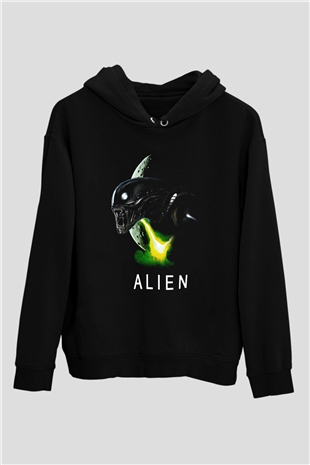 Alien Siyah Unisex Hoodie