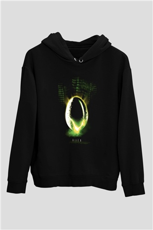 Alien Siyah Unisex Hoodie
