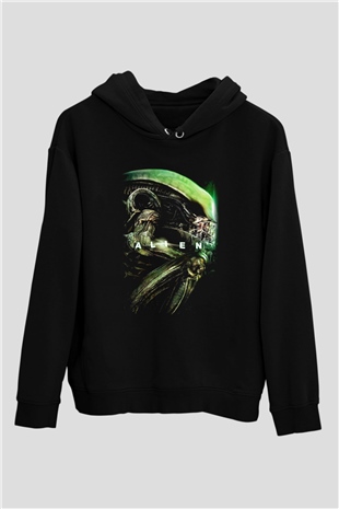 Alien Siyah Unisex Hoodie
