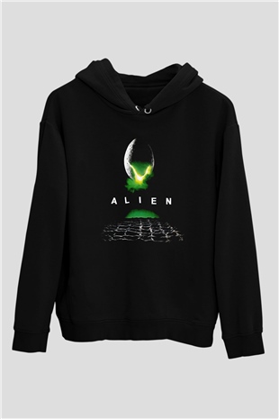 Alien Siyah Unisex Hoodie
