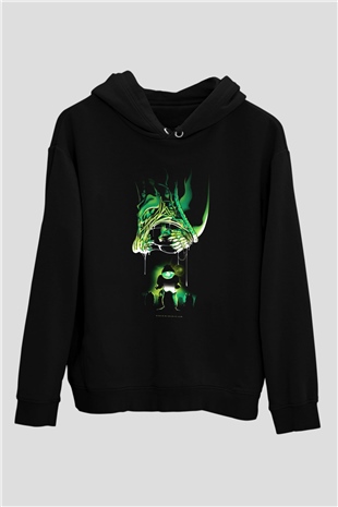 Alien Siyah Unisex Kapşonlu Sweatshirt