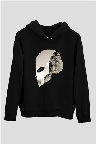 Alien Siyah Unisex Kapşonlu Sweatshirt