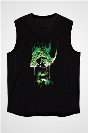 Alien Siyah Unisex Kolsuz Tişört