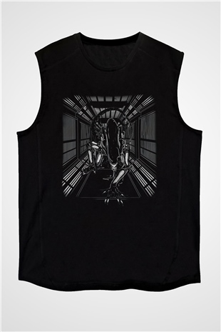 Alien Siyah Unisex Kolsuz Tişört