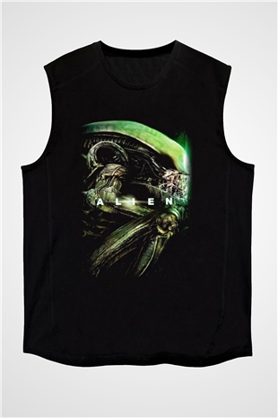 Alien Siyah Unisex Kolsuz Tişört