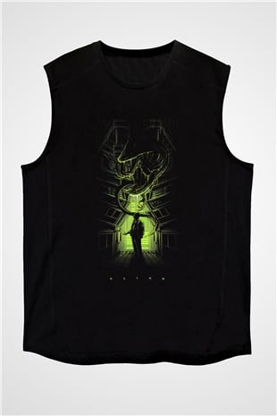 Alien Siyah Unisex Kolsuz Tişört