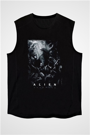 Alien Siyah Unisex Kolsuz Tişört