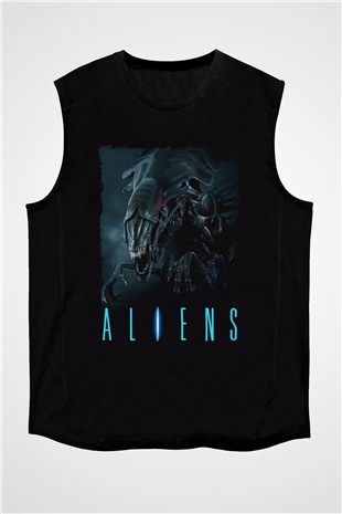 Alien Siyah Unisex Kolsuz Tişört