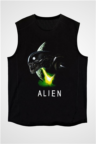 Alien Siyah Unisex Kolsuz Tişört
