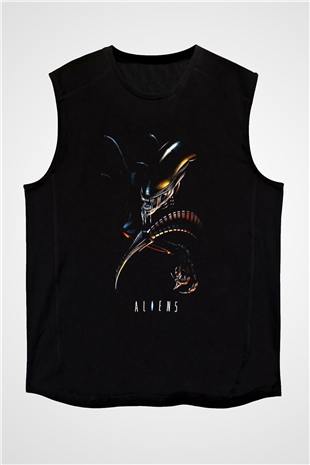 Alien Siyah Unisex Kolsuz Tişört