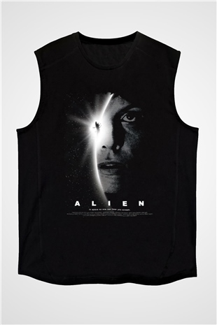 Alien Siyah Unisex Kolsuz Tişört