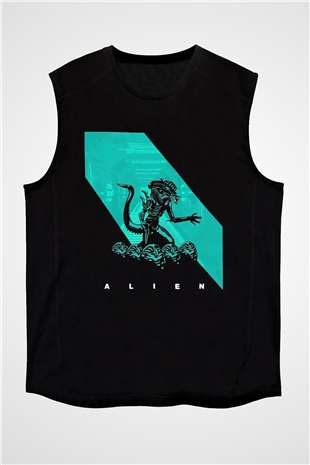 Alien Siyah Unisex Kolsuz Tişört