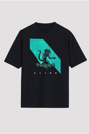 Alien Siyah Unisex Oversize Tişört