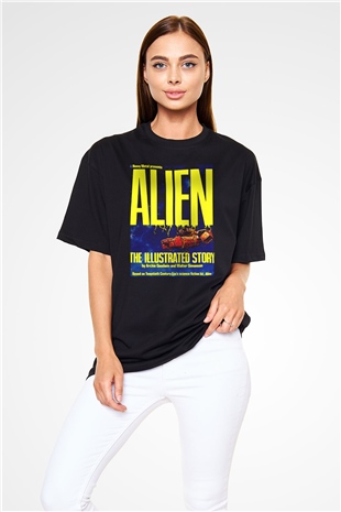 Alien Siyah Unisex Oversize Tişört