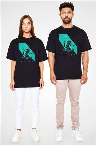 Alien Siyah Unisex Oversize Tişört