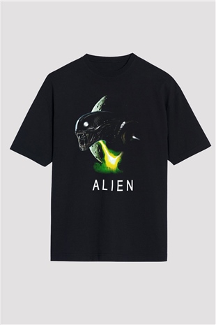 Alien Siyah Unisex Oversize Tişört T-Shirt