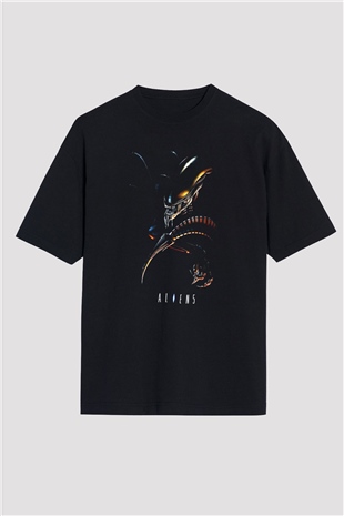 Alien Siyah Unisex Oversize Tişört T-Shirt