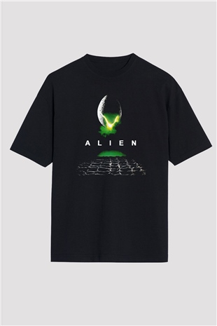 Alien Siyah Unisex Oversize Tişört T-Shirt
