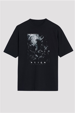 Alien Siyah Unisex Oversize Tişört T-Shirt