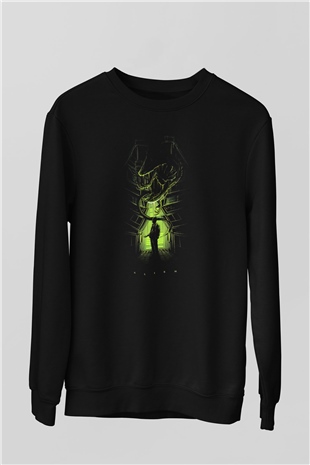 Alien Siyah Unisex Sweatshirt