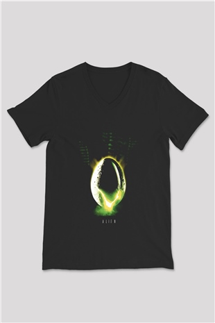 Alien Siyah Unisex  V Yaka Tişört