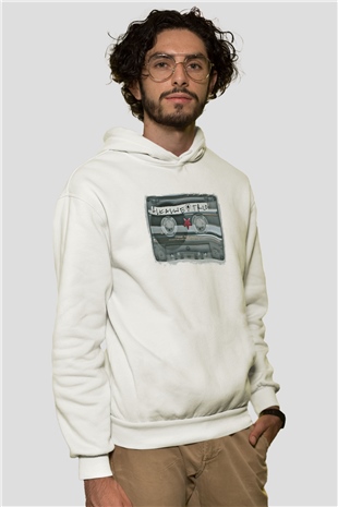 Alkaline Trio Baskılı Unisex Beyaz Hoodie