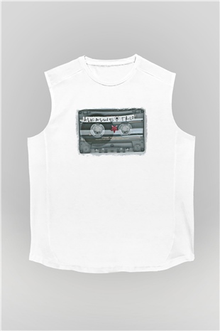 Alkaline Trio Baskılı Unisex Beyaz Kolsuz Tişört