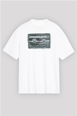 Alkaline Trio Baskılı Unisex Beyaz Oversize Tişört