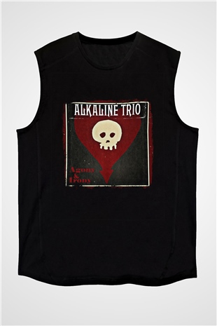 Alkaline Trio Baskılı Unisex Siyah Kolsuz Tişört