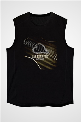 Alkaline Trio Baskılı Unisex Siyah Kolsuz Tişört
