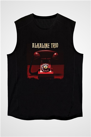 Alkaline Trio Baskılı Unisex Siyah Kolsuz Tişört