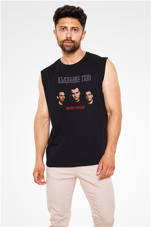 Alkaline Trio Baskılı Unisex Siyah Kolsuz Tişört