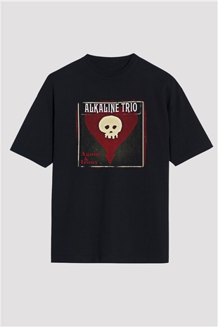 Alkaline Trio Baskılı Unisex Siyah Oversize Tişört