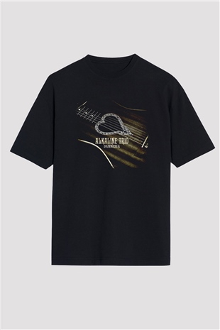 Alkaline Trio Baskılı Unisex Siyah Oversize Tişört