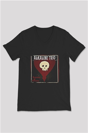 Alkaline Trio Baskılı Unisex Siyah V Yaka Tişört