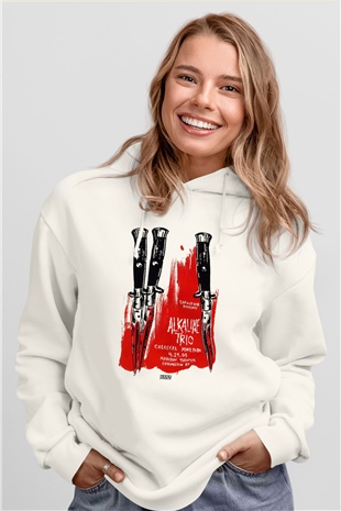 Alkaline Trio Beyaz Unisex Kapşonlu Sweatshirt