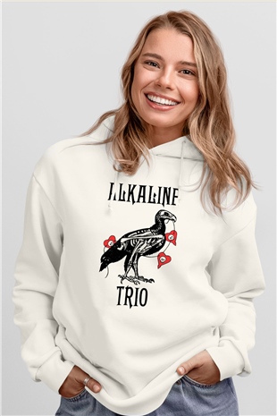 Alkaline Trio Beyaz Unisex Kapşonlu Sweatshirt