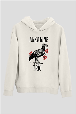 Alkaline Trio Beyaz Unisex Kapşonlu Sweatshirt