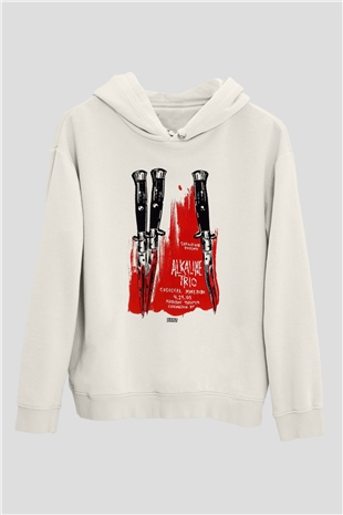 Alkaline Trio Beyaz Unisex Kapşonlu Sweatshirt