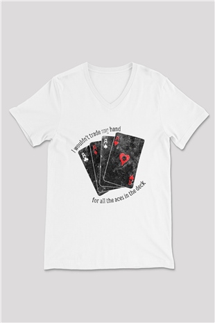 Alkaline Trio Beyaz Unisex V Yaka Tişört T-Shirt