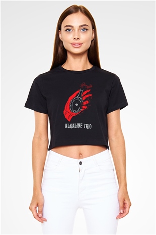 Alkaline Trio Siyah  Crop Top Tişört