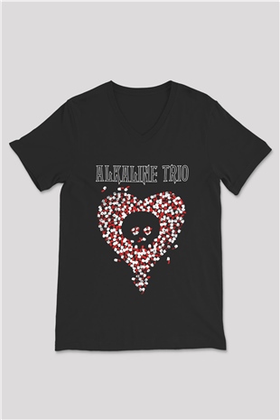 Alkaline Trio Siyah Unisex V Yaka Tişört T-Shirt