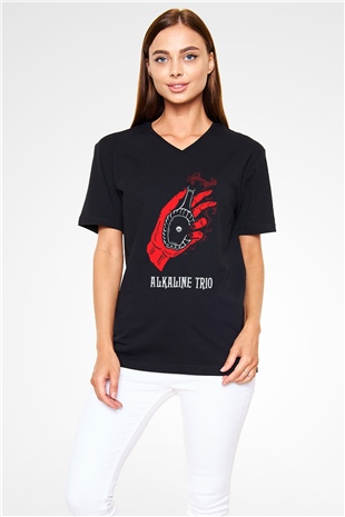 Alkaline Trio Siyah Unisex V Yaka Tişört