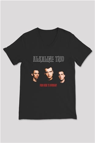Alkaline Trio Siyah Unisex V Yaka Tişört T-Shirt
