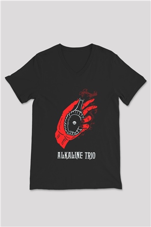 Alkaline Trio Siyah Unisex V Yaka Tişört