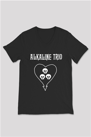 Alkaline Trio Siyah Unisex V Yaka Tişört T-Shirt