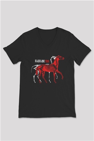Alkaline Trio Siyah Unisex V Yaka Tişört T-Shirt