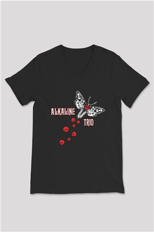 Alkaline Trio Siyah Unisex V Yaka Tişört T-Shirt